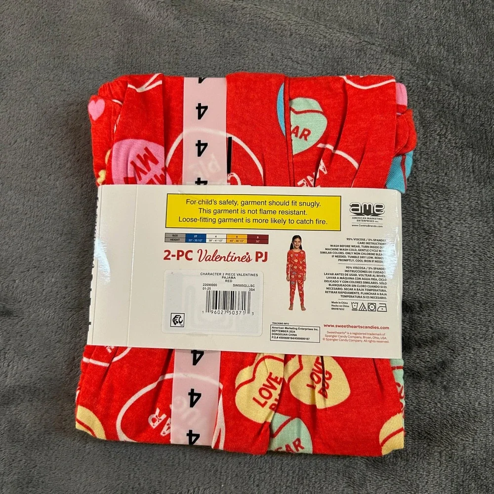 Sweethearts‎ Pajamas Set Valentines Day 2-PC Red Candies Girls Size 4 NWT
